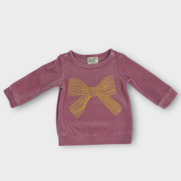 First Impressions Baby Girls Size 3-6 Months Pink Bow Graphic Velour Sweatshirt - Picture 1 of 8
